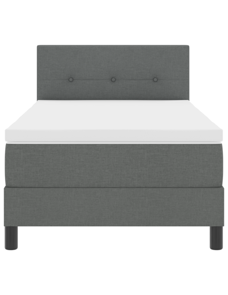 Letto con box spring con materasso e LED grigio scuro 80x200 cm tessuto
