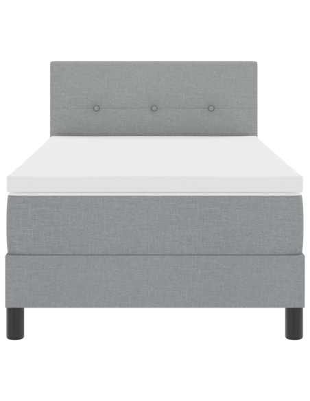 Letto a Box Spring con Materasso e Luce LED Grigio Chiaro 90x190 cm in Tessuto