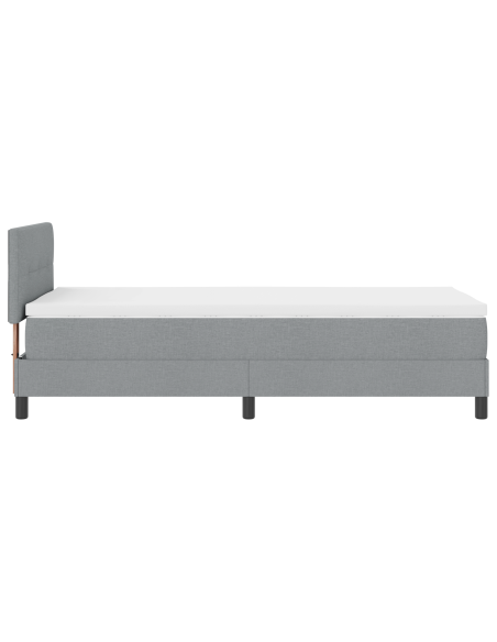 Letto a Box Spring con Materasso e Luce LED Grigio Chiaro 90x190 cm in Tessuto