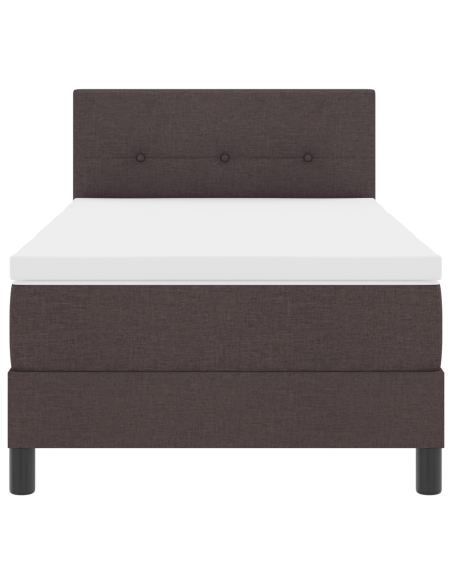 Letto Box Spring con Materasso e LED Marrone Scuro 100x200 cm Tessuto