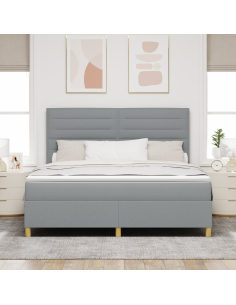 Letto a Sorgente LED Grigio chiaro 180 x 200 cm Tessuto