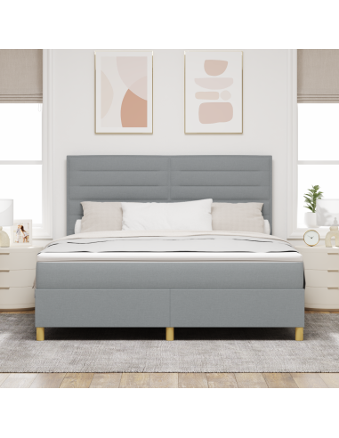 Letto a Sorgente LED Grigio chiaro 180 x 200 cm Tessuto