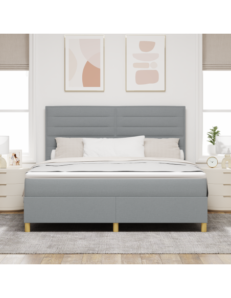 Letto Box Spring con Materasso & LED Grigio Chiaro 180x200 cm Tessuto