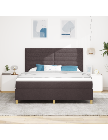 Letto a Sorgente LED Marrone Scuro 180 x 200 cm Tessuto