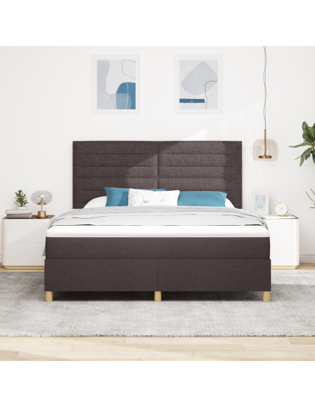 Letto a Sorgente LED Marrone Scuro 180 x 200 cm Tessuto
