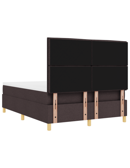 Letto Box Spring con Materasso & LED Marrone Scuro 140x200 cm in Tessuto