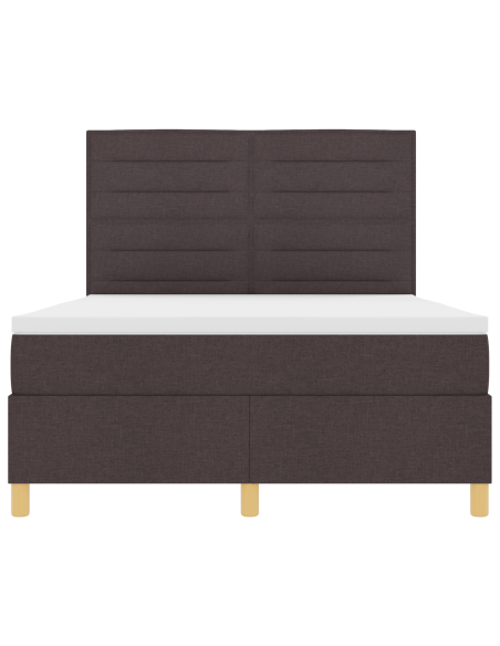 Letto Box Spring con Materasso & LED Marrone Scuro 140x200 cm in Tessuto