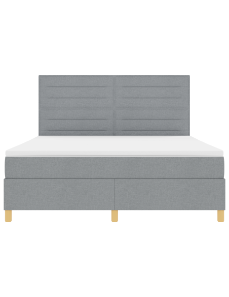 Letto Box Spring con Materasso & LED Grigio Chiaro 180x200 cm Tessuto