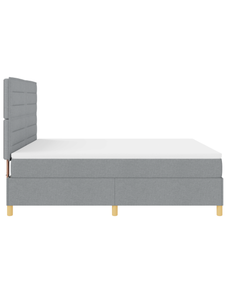 Letto Box Spring con Materasso & LED Grigio Chiaro 180x200 cm Tessuto