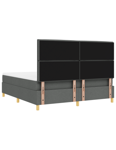 Letto a Sorgente LED Grigio scuro 180 x 200 cm Tessuto