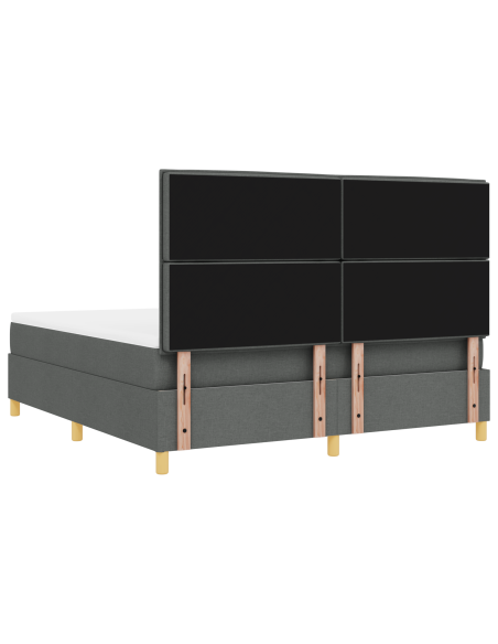 Letto Box Spring con Materasso e LED Grigio Scuro 180x200 cm Tessuto