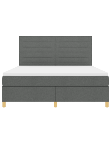 Letto a Sorgente LED Grigio scuro 180 x 200 cm Tessuto