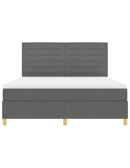 Letto Box Spring con Materasso e LED Grigio Scuro 180x200 cm Tessuto