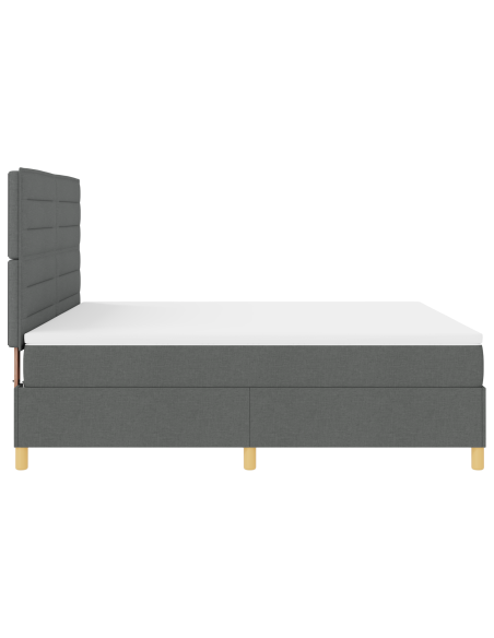 Letto a Sorgente LED Grigio scuro 180 x 200 cm Tessuto