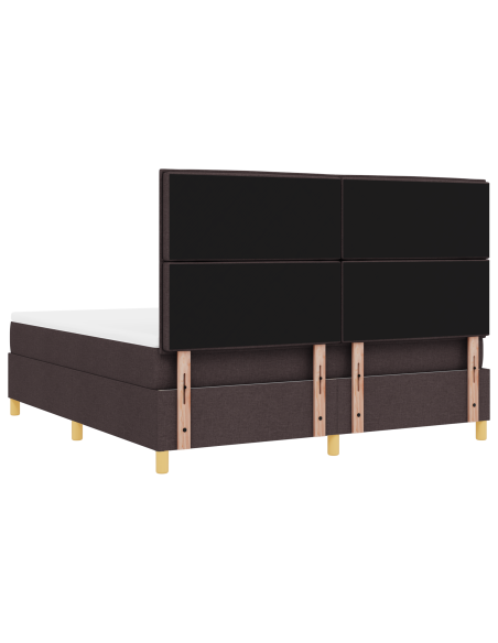 Letto Box Spring con Materasso & LED Marrone Scuro 180x200 cm in Tessuto