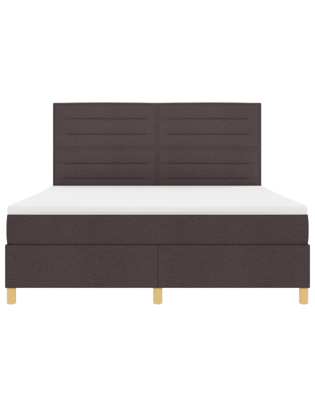 Letto Box Spring con Materasso & LED Marrone Scuro 180x200 cm in Tessuto