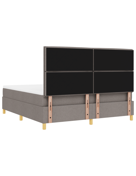 Letto con rete a molle con materasso e LED tortora 180x200 cm tessuto