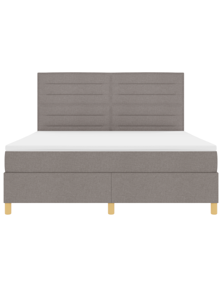 Letto con rete a molle con materasso e LED tortora 180x200 cm tessuto