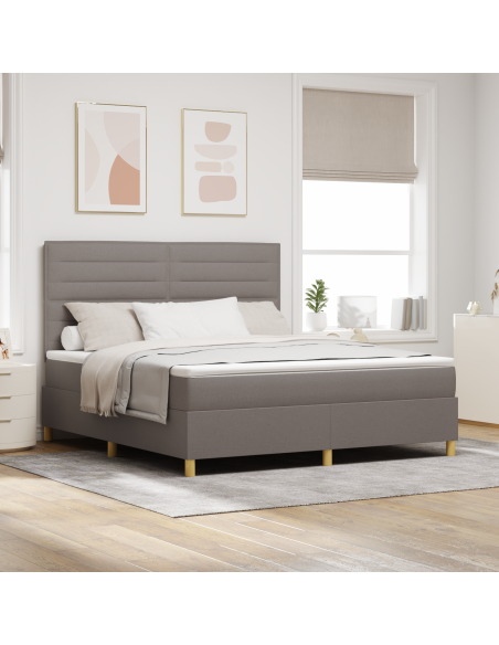 Letto con rete a molle con materasso e LED tortora 180x200 cm tessuto