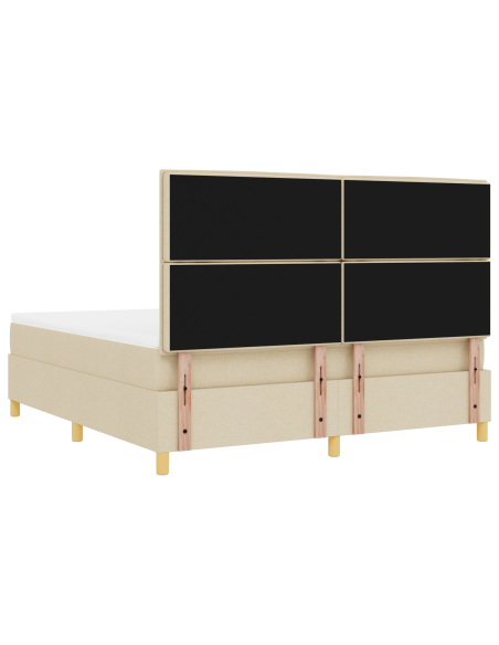 Letto Box Spring con Materasso e LED crema 180x200 cm in Tessuto