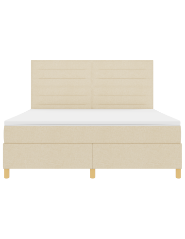 Letto a Sorgente LED con materasso Crema 180 x 200 cm Tessuto