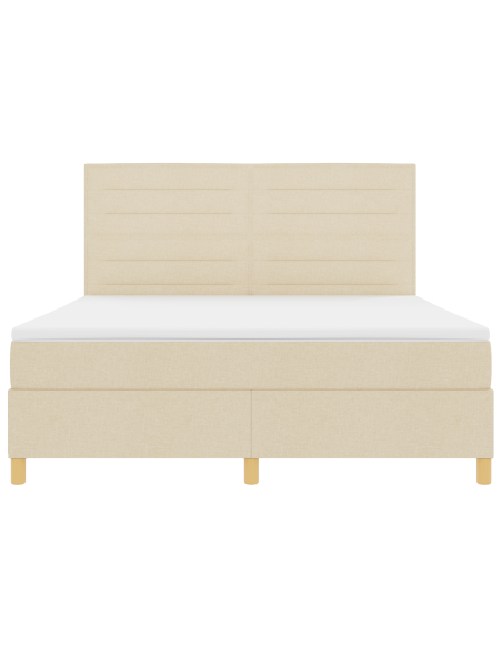 Letto Box Spring con Materasso e LED crema 180x200 cm in Tessuto