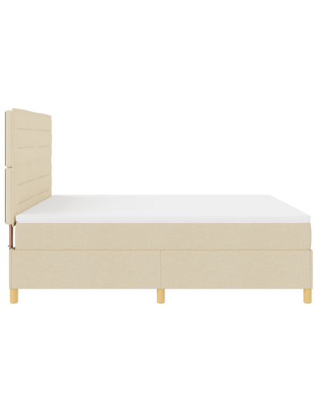 Letto Box Spring con Materasso e LED crema 180x200 cm in Tessuto