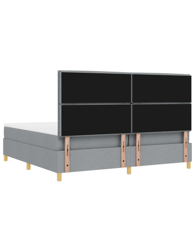 Letto a Sorgente LED Grigio chiaro 200 x 200 cm Tessuto