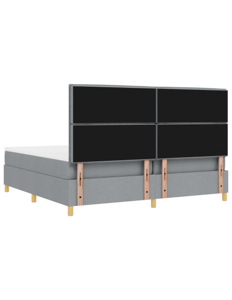 Letto a Sorgente LED Grigio chiaro 200 x 200 cm Tessuto