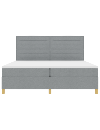 Letto a Sorgente LED Grigio chiaro 200 x 200 cm Tessuto
