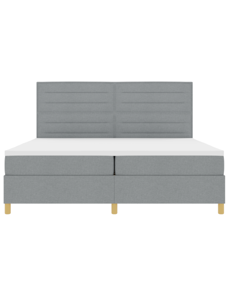 Letto con box spring e materasso con luce LED grigio chiaro 200x200 cm in tessuto