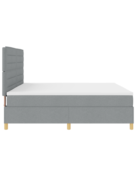 Letto con box spring e materasso con luce LED grigio chiaro 200x200 cm in tessuto