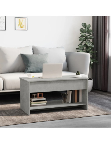 Tavolino Salotto Grigio Cemento 102x50x52,5cm Legno Multistrato