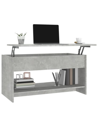 Tavolino Salotto Grigio Cemento 102x50x52,5cm Legno Multistrato