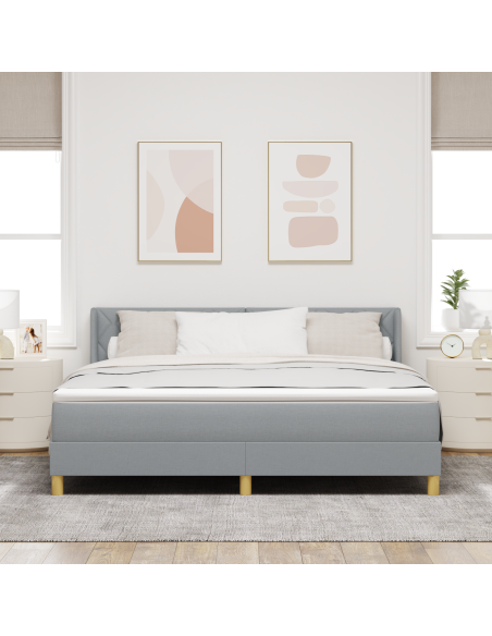 Letto a molle con materasso Grigio chiaro 180x200 cm Tessuto