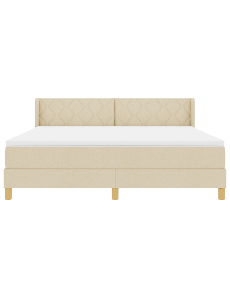 Letto a Molle con Materasso Panna 180x200 cm Tessuto