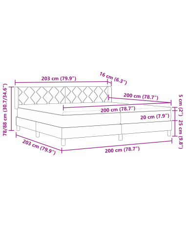 strongLetto a Molle / strong Grigio chiaro 200 x 200 cm