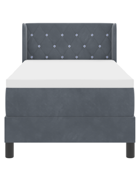 Letto Box Spring con Materasso Grigio Scuro 80x200 cm in Velluto