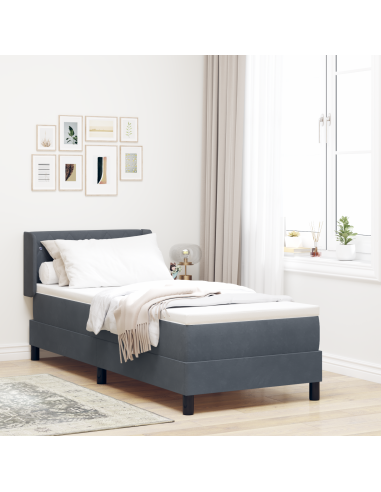 Letto a molle con materasso Grigio scuro 200 x 80 cm Poliestere