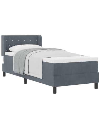 Letto a molle con materasso Grigio scuro 200 x 80 cm Poliestere