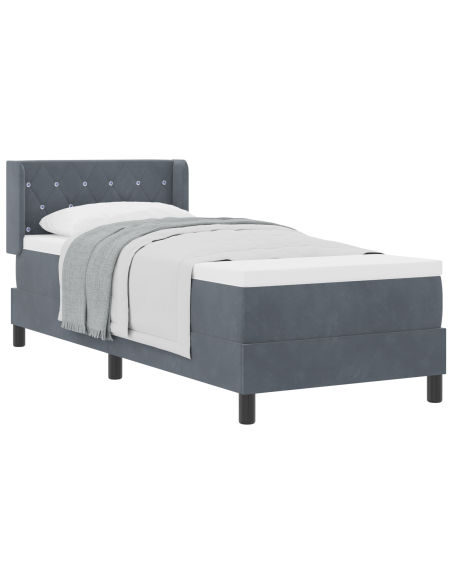 Letto Box Spring con Materasso Grigio Scuro 80x200 cm in Velluto