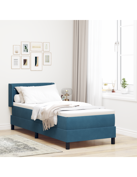 Letto a molle con materasso Blu scuro 80x200 cm Velluto