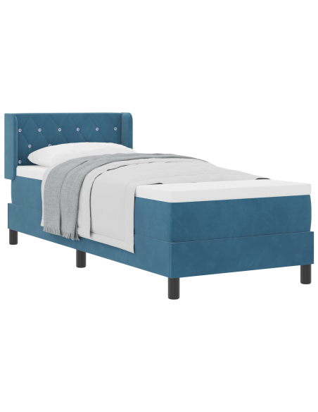 Letto a molle con materasso Blu scuro 80x200 cm Velluto