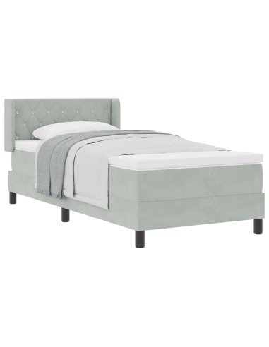 Letto a molle con testiera Grigio chiaro 190 x 90 cm Poliestere