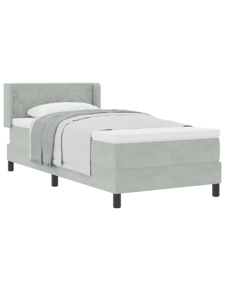Letto a molle con testiera Grigio chiaro 190 x 90 cm Poliestere