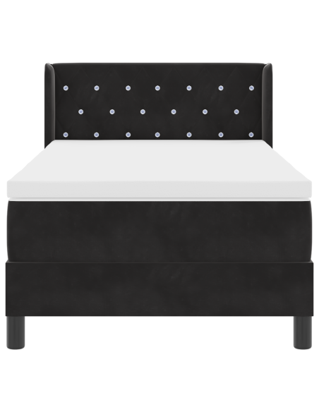 Letto a Molle con Materasso Nero 90x190 cm in Velluto