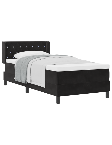 Letto a Molle con Materasso Nero 90x190 cm in Velluto