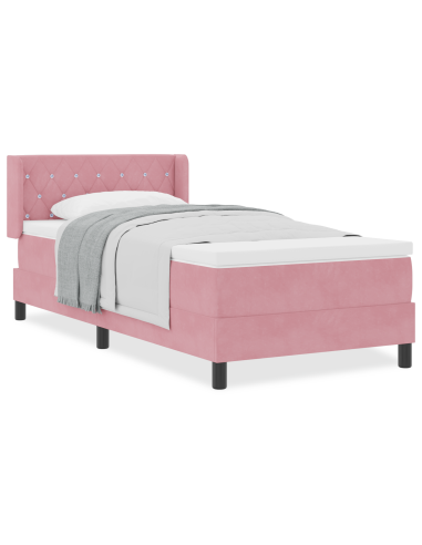 Letto a molle con materasso Rosa 190 x 90 cm Poliestere