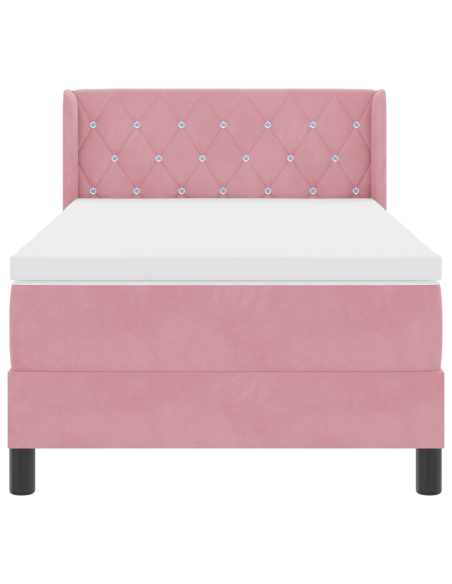 Letto a Molle con Materasso Rosa 90x190 cm in Velluto