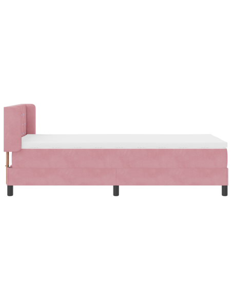 Letto a Molle con Materasso Rosa 90x190 cm in Velluto